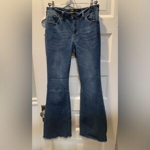 L&B Dark Blue Flare Jeans with Raw Hem